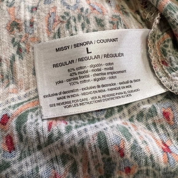 Vintage America Large Floral Embroidered Boho Vneck Elbow Length Shirt Boho - Picture 6 of 7